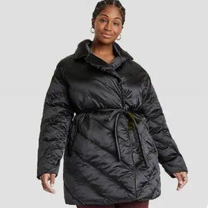 Women's Plus Size Puffer Jacket - Ava & Viv Black